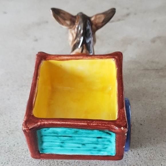 Vintage Made In Italy Pottery Donkey and Cart Planter - Picture 2 of 10